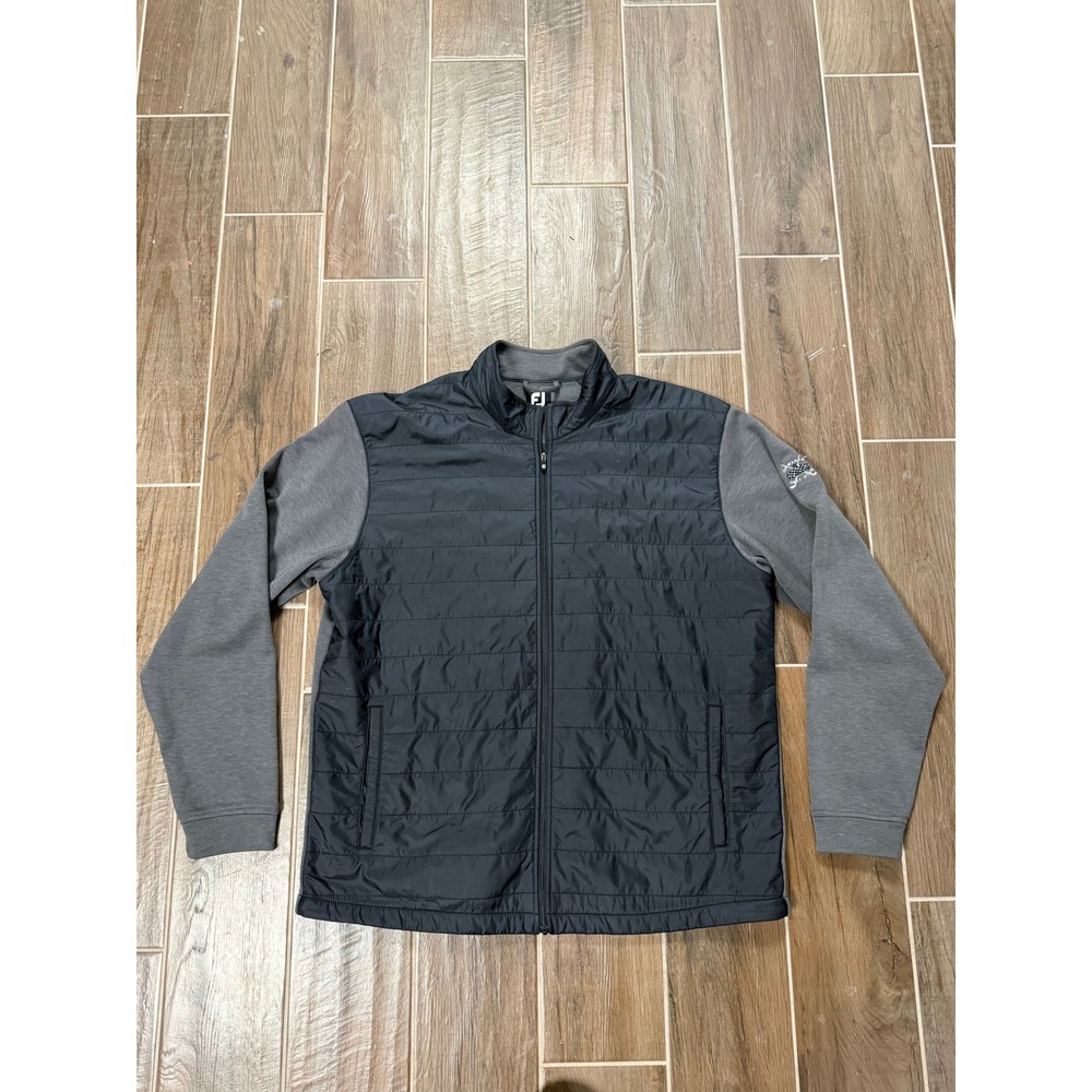 FootJoy Hybrid Golf Jacket Mens XL Black Grey Quilted Full Zip Performance Layer